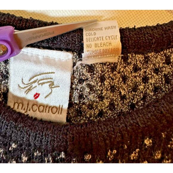 M.J. Carroll Fair Isle‎ Holiday Cardigan Size Medium Vintage - Picture 4 of 8